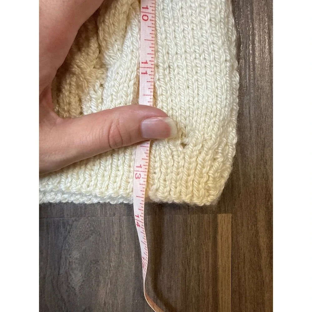 Handknit Cable Knit Sweater Kids 2T/3T Cream Off White Fisherman Turtleneck